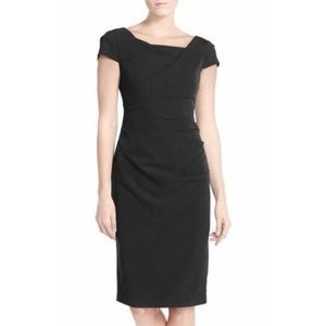 Adrianna Papell Womens Black Cowl Side Rusched Sheath Dress